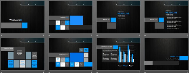 黑色win8风格商务PPT模板免费下载