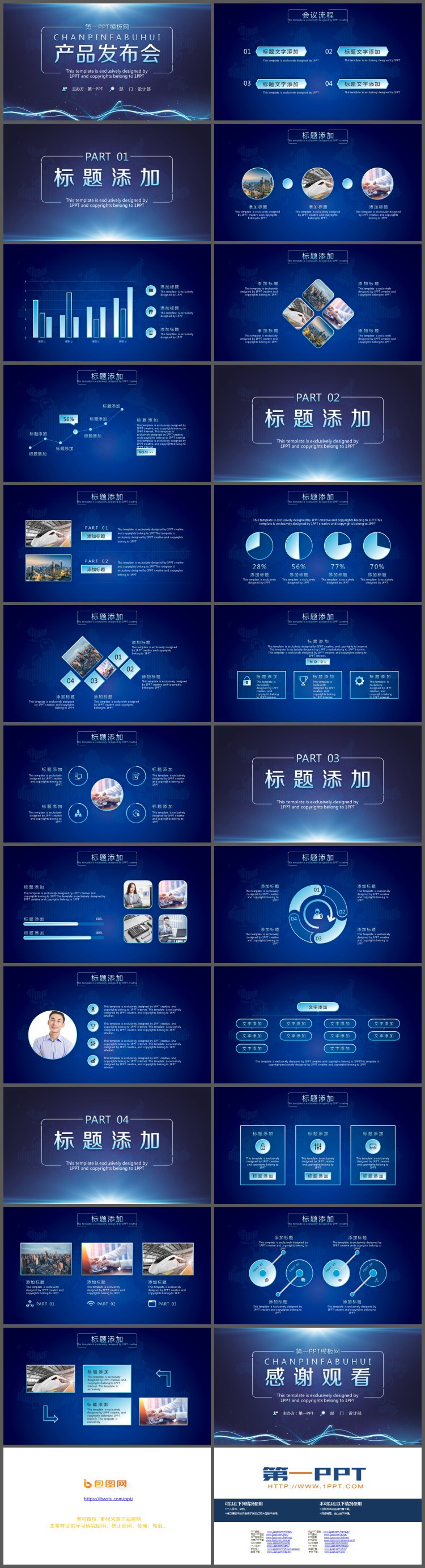 蓝色大气产品发布会PPT模板免费下载