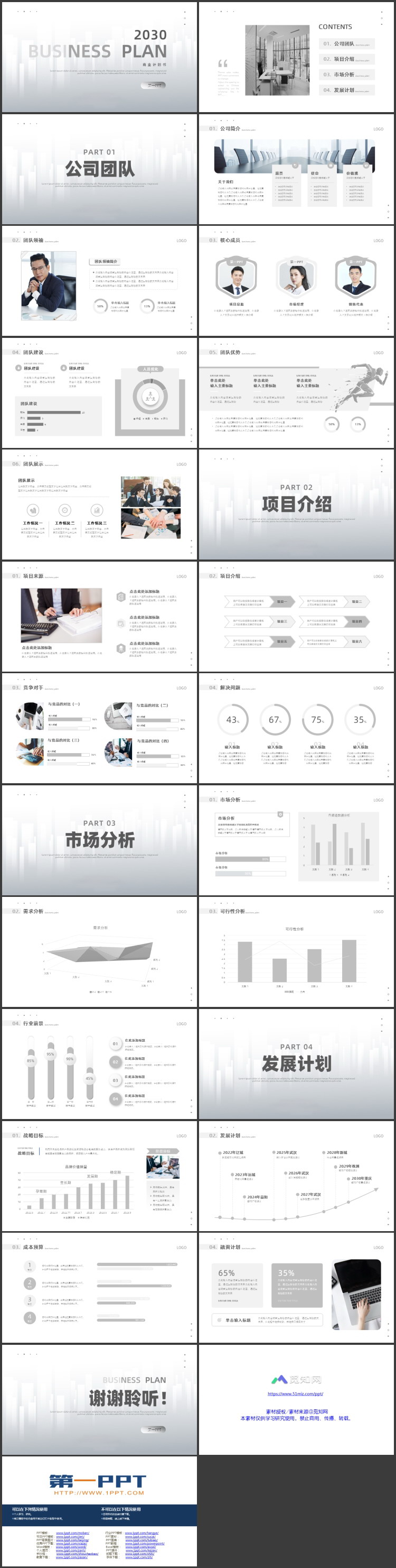 灰色简约商务风商业计划书PPT模板